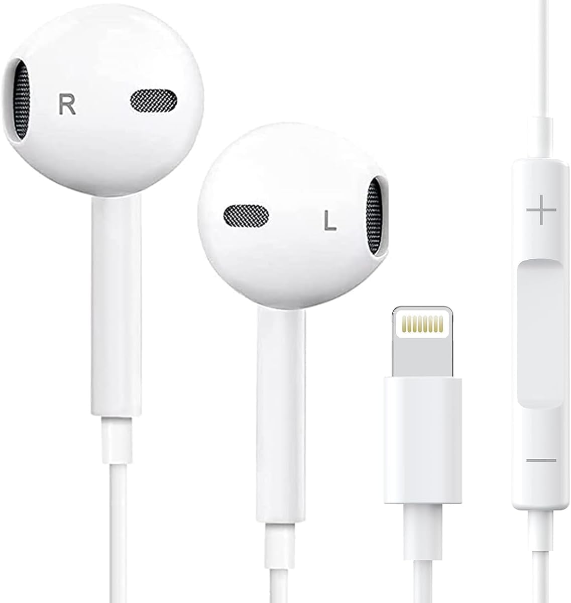 Apple Earbuds Headphones with Lightning Connector [Apple MFi Certified] Built-in Microphone & Volume Control, Noise Isolating Wired Earphones for iPhone 14/13/12/11/XR/XS/X/8/7/SE, Support All iOS