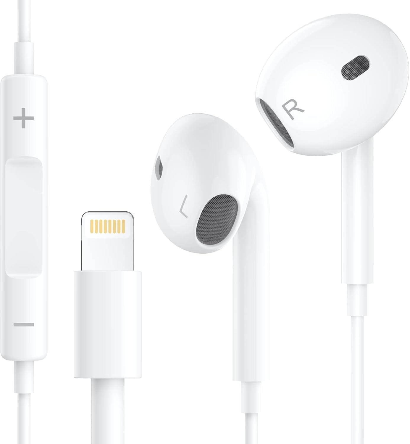 Apple Earbuds with Lightning Connector (Built-in Remote to Control Music, Phone Calls, and Volume)[Apple MFi Certified] Wired in-Ear Headphones for iPhone 14/13/12/SE/11/XR/X/8/7, Support All iOS