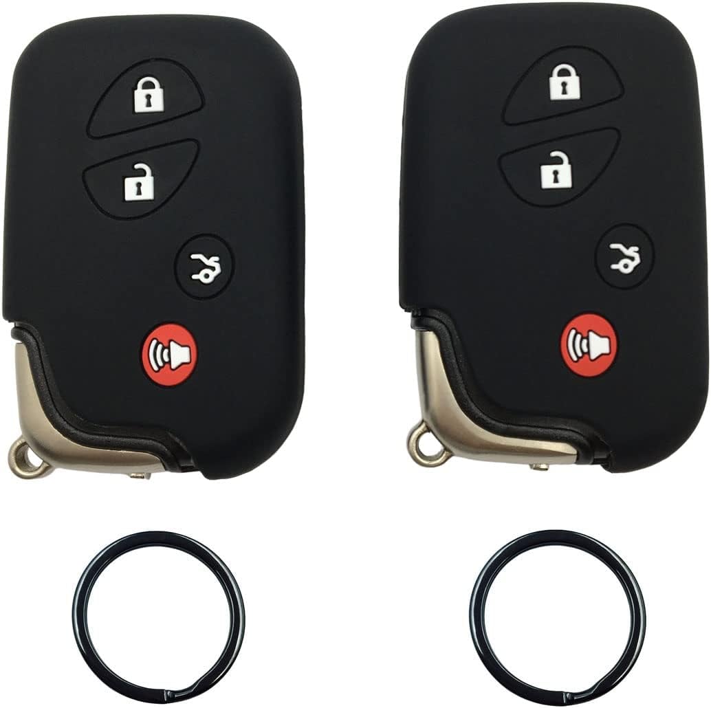Silicone Rubber Smart Key Fob Cover Case Protector Holder Compatible with Lexus CT200h ES350 GS300 GS350 GS430 GS450h GS460 is F IS250 IS350 LS460 LS600h LX570 RX350 Shell Accessories (Black+Black)