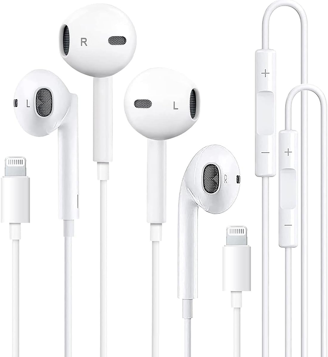 2 Pack Apple Earbuds, iPhone Headphones Wired with Lightning Connector (Built-in Microphone & Volume Control & Support Call) [MFi Certified] for iPhone 14/13/12/11/XR/XS/X/8/7/SE, Support All iOS