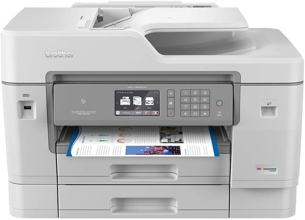 Brother (Renewed) MFC-J6945DW INKvestment Tank All-in-One Wireless Color Inkjet Printer - Print Copy Scan Fax - 22 ppm, 4800 x 1200 dpi, 3.7" Touchscreen, Duplex Printing, 50-Sheet ADF