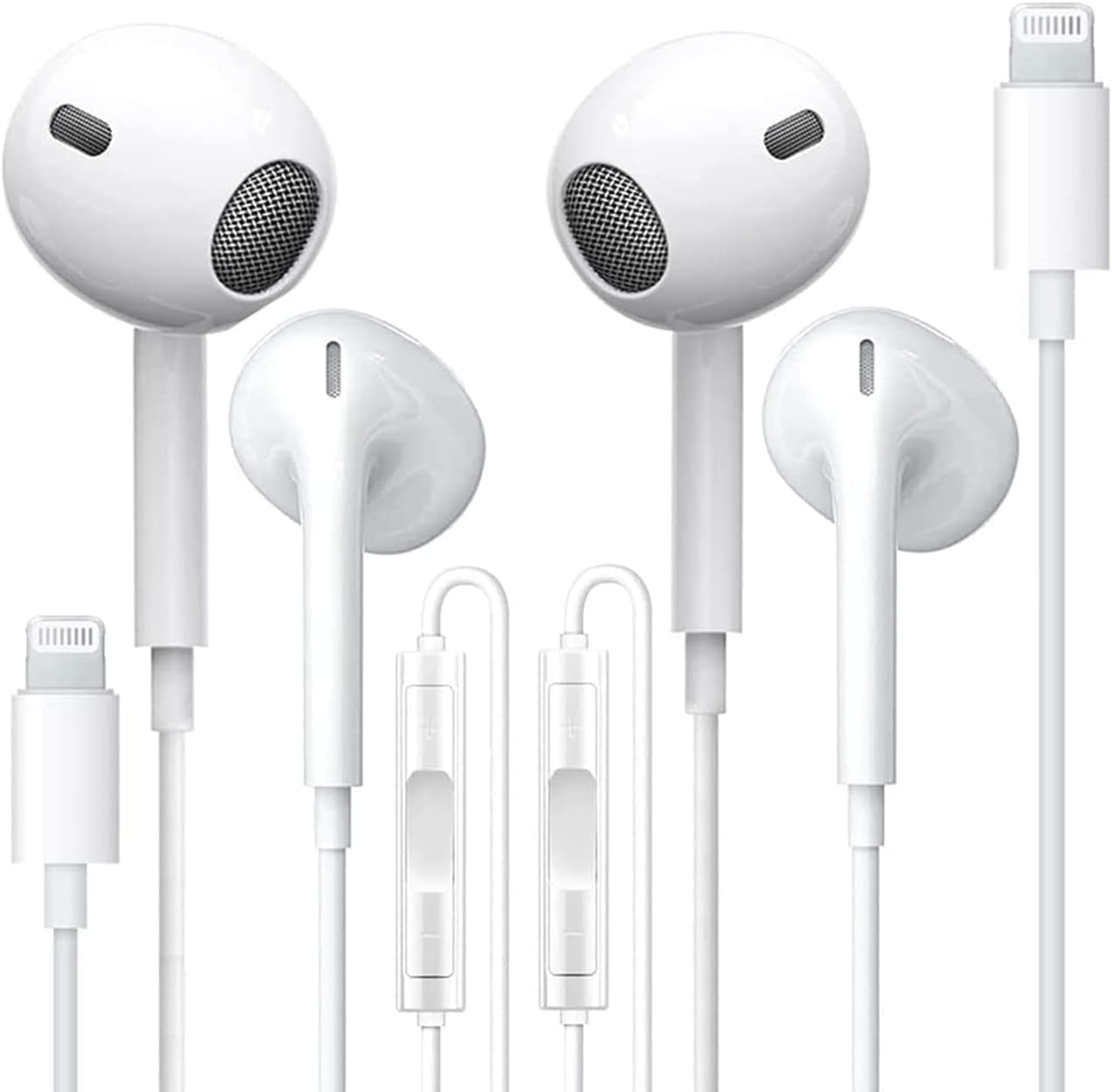 2 Pack-Apple Headphones Wired iPhone Earbuds with Lightning Connector [Apple MFi Certified] Earphones with Built-in Microphone & Volume Control Compatible with iPhone 14/13/12/11/XR/XS/X/7/8/8Plus/SE
