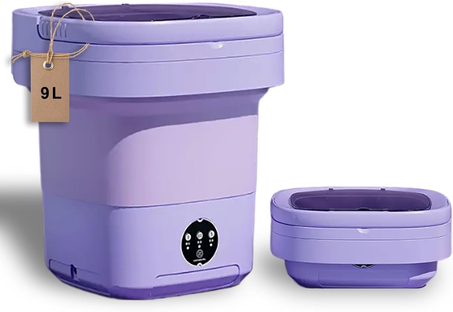 Portable Washing Machine,9L Large Capacity Small Washing Machine,Foldable Washing Machine with Spin-Dry Basket,Mini Washer for Washing Small Pieces of Clothing, Baby Clothes,Underwear,Socks -Purple