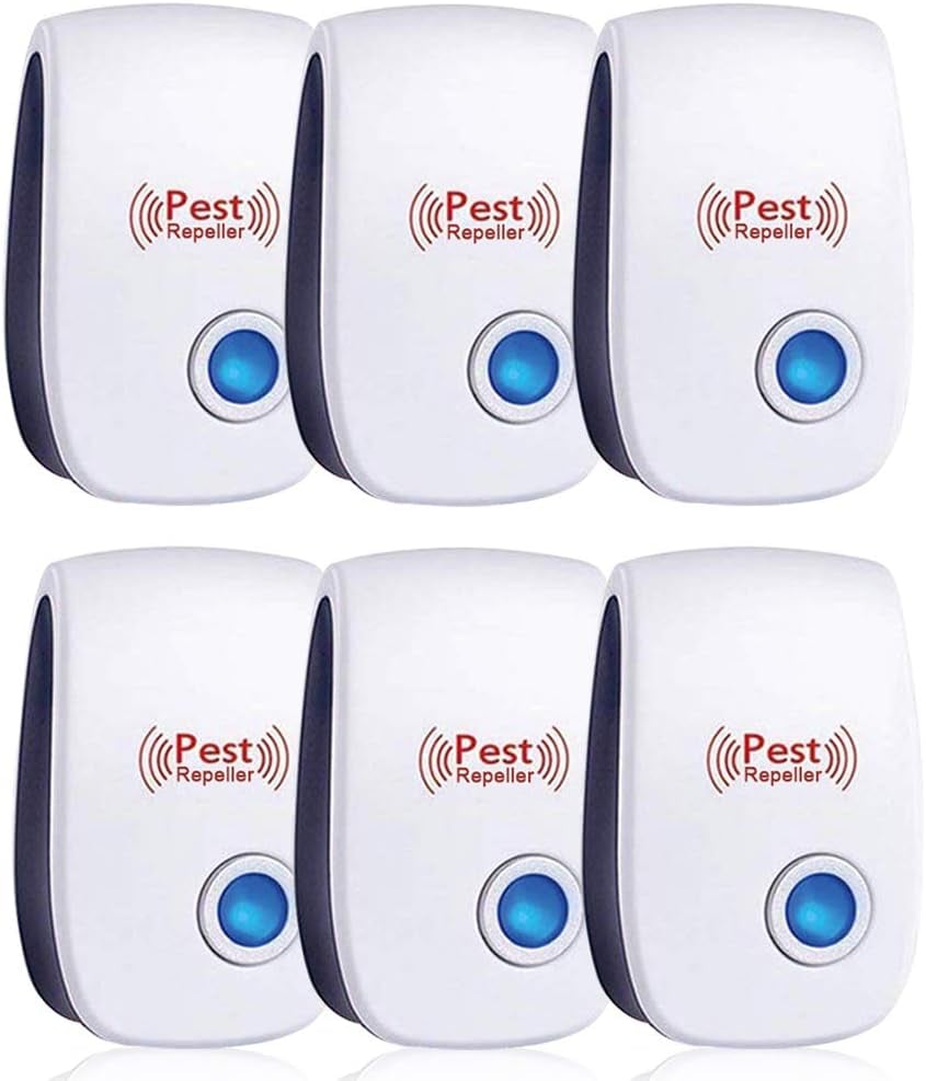 Ultrasonic Pest Repeller 6 Pack,Pest Repellent Ultrasonic Plug in Mouse Repellent,Mice Repellent Plug-Ins,Mosquito Repellent Indoors,Pest Defense for Insect, Spider,Ant,Cockroach,Rodent Repellent