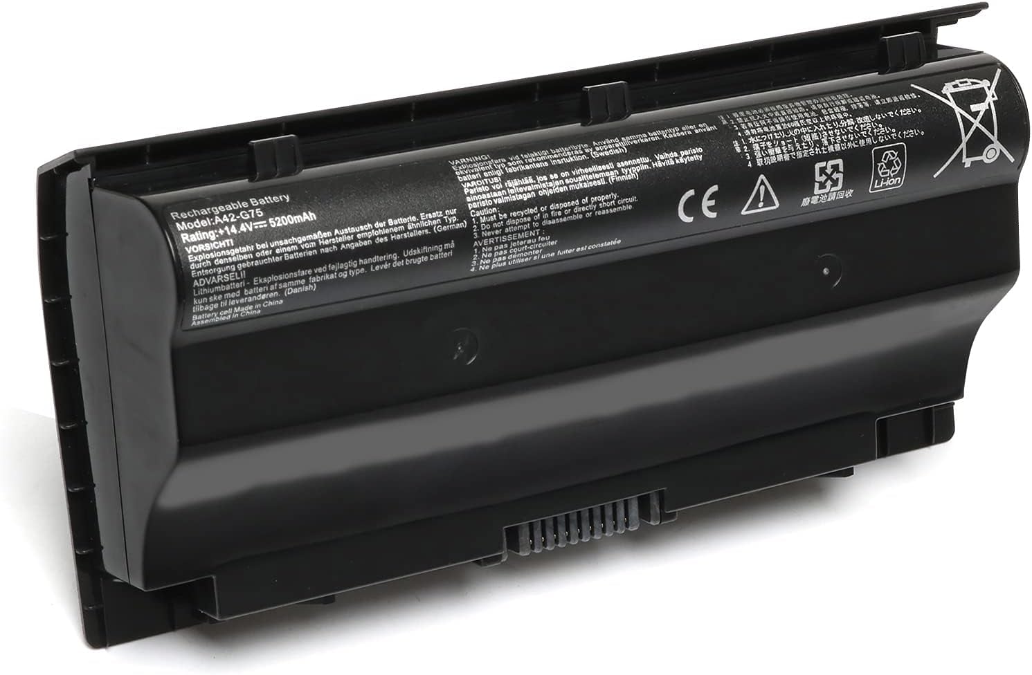 New A42-G75 Replacement Laptop Battery Compatible with ASUS A42-G75 Series G75 G75V G75VW G75VW G75VX G75VM 3D G75VW 3D G75VX 3D 74WH 5200mAh 14.4V 8 Cell