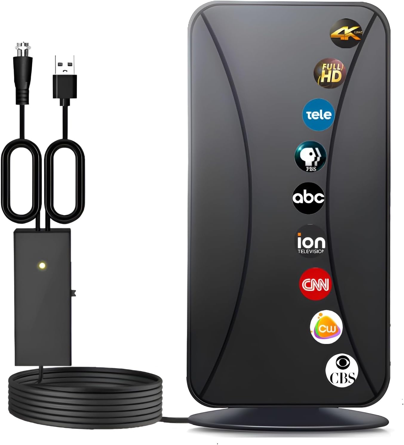 Antier Indoor Digital TV Antenna – for Smart and Older TVs, 8K 4K Full HD Compatible, 450+ Miles Range Smart Antenna with Advanced Amplifier Signal Booster & 16ft Coaxial Cable [2023 Upgrade]