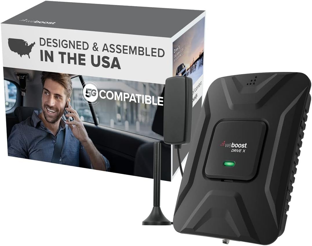 weBoost Drive X - Vehicle Cell Phone Signal Booster | 5G & 4G LTE | Boosts All U.S. Carriers - Verizon, AT&T, T-Mobile | Made in the U.S. | FCC Approved (model 475021) (Renewed)