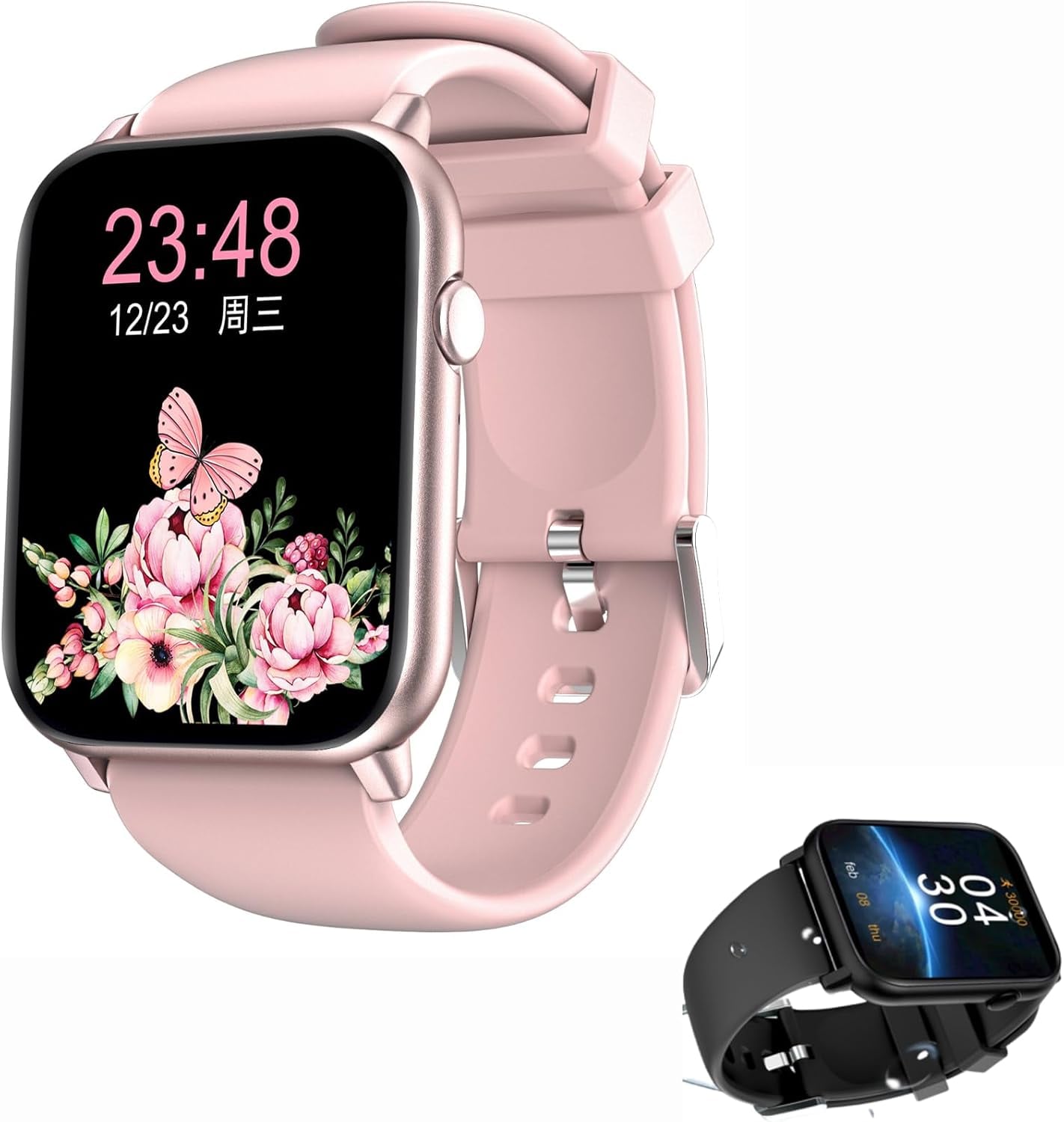 Dimdaa Smart Watch, Smartwatch with Blood Pressure, Blood Oxygen Monitor, Fitness Tracker with Heart Rate Monitor, Full 1.8" Touch Fitness Watch for Men Women (Pink)