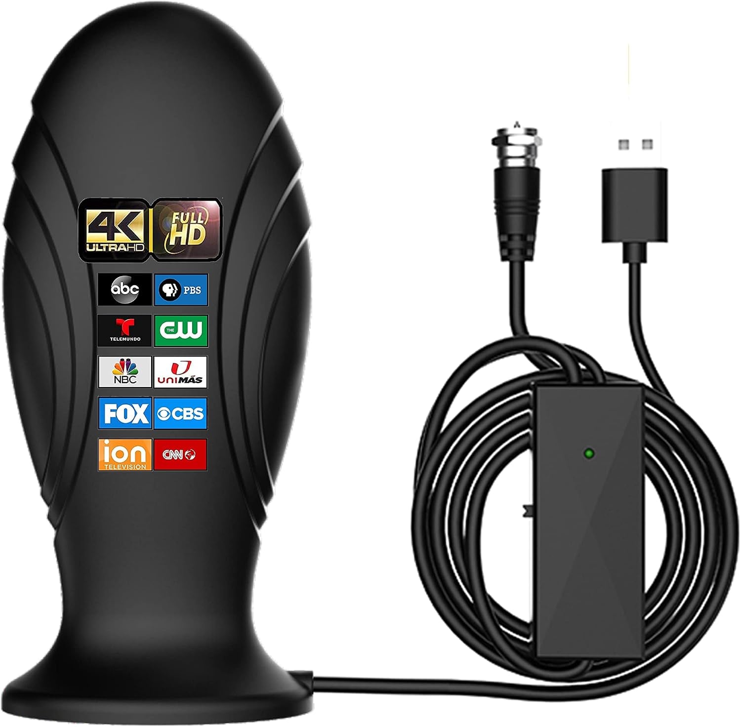 ANTİER Amplified Indoor Digital Tv Antenna – Best Powerful Amplifier, Signal Booster & Has up to 430 Miles Range, Support 8K 4K Full HD Smart and Older Tvs with 16ft Coaxial Cable [2023 Release]