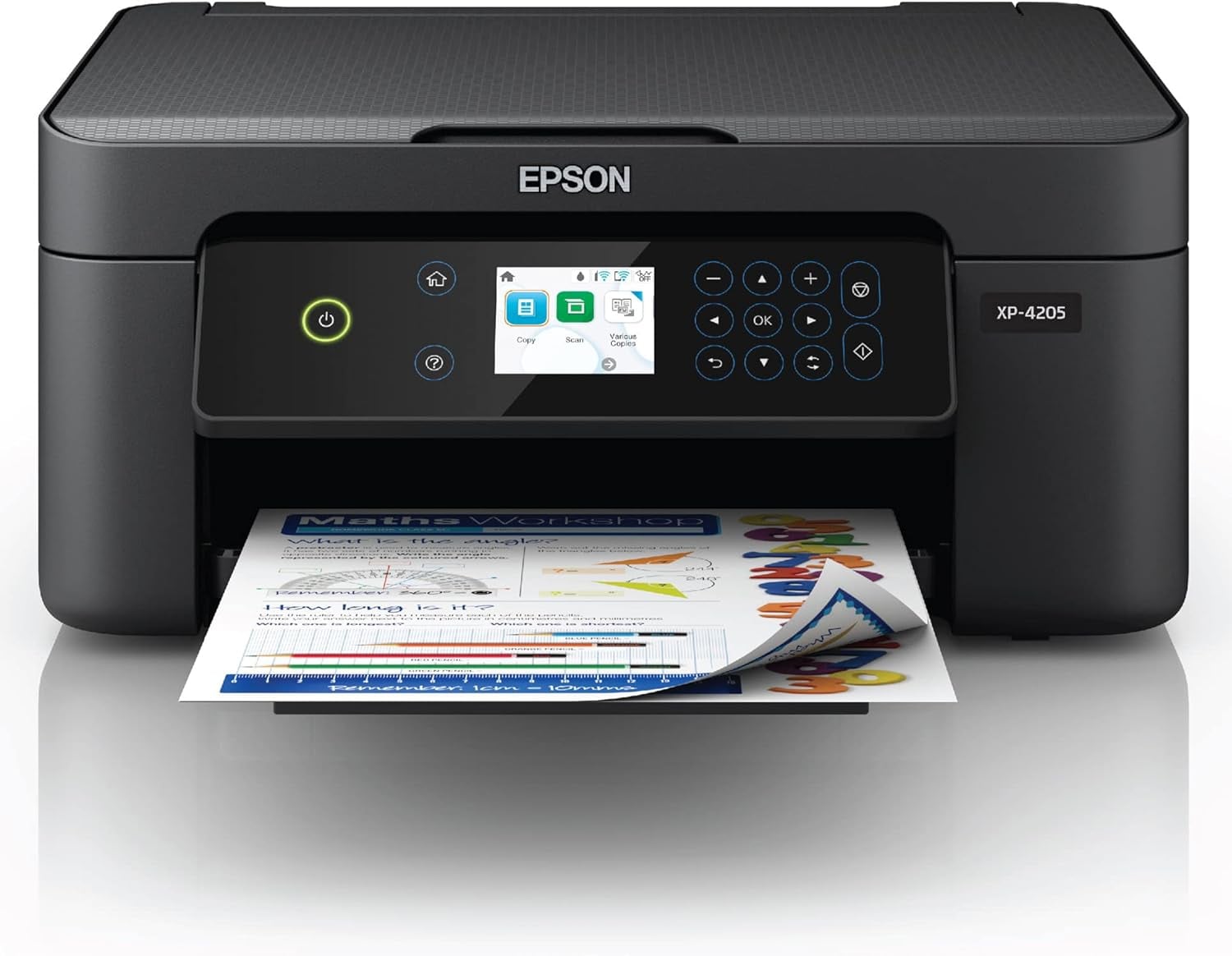 Epson Expression Home XP-4205 Wireless Color Inkjet All-in-One Printer, Black - Print Copy Scan - 2.4" Color Display, 10.0 ppm, 5760 x 1440 dpi, Auto 2-Sided Printing, Voice Activated