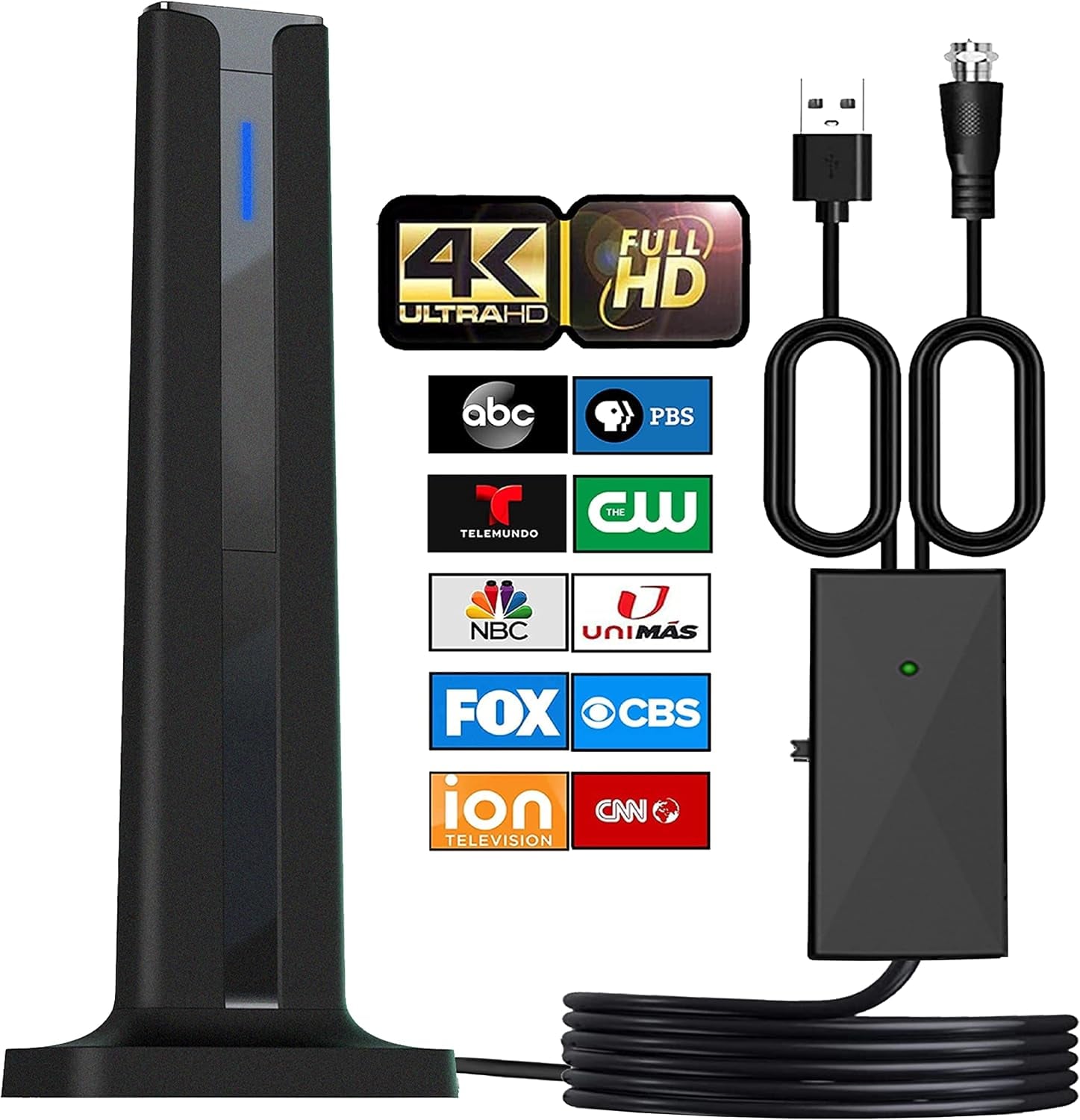 [2023 Release] Antier 420+ Miles Range Indoor TV Antenna – HDTV Antennas are 8K 4K Full HD Compatible, with Best Powerful Amplifier and Signal Booster, 16ft Coaxial Cable for Smart & Older TVs