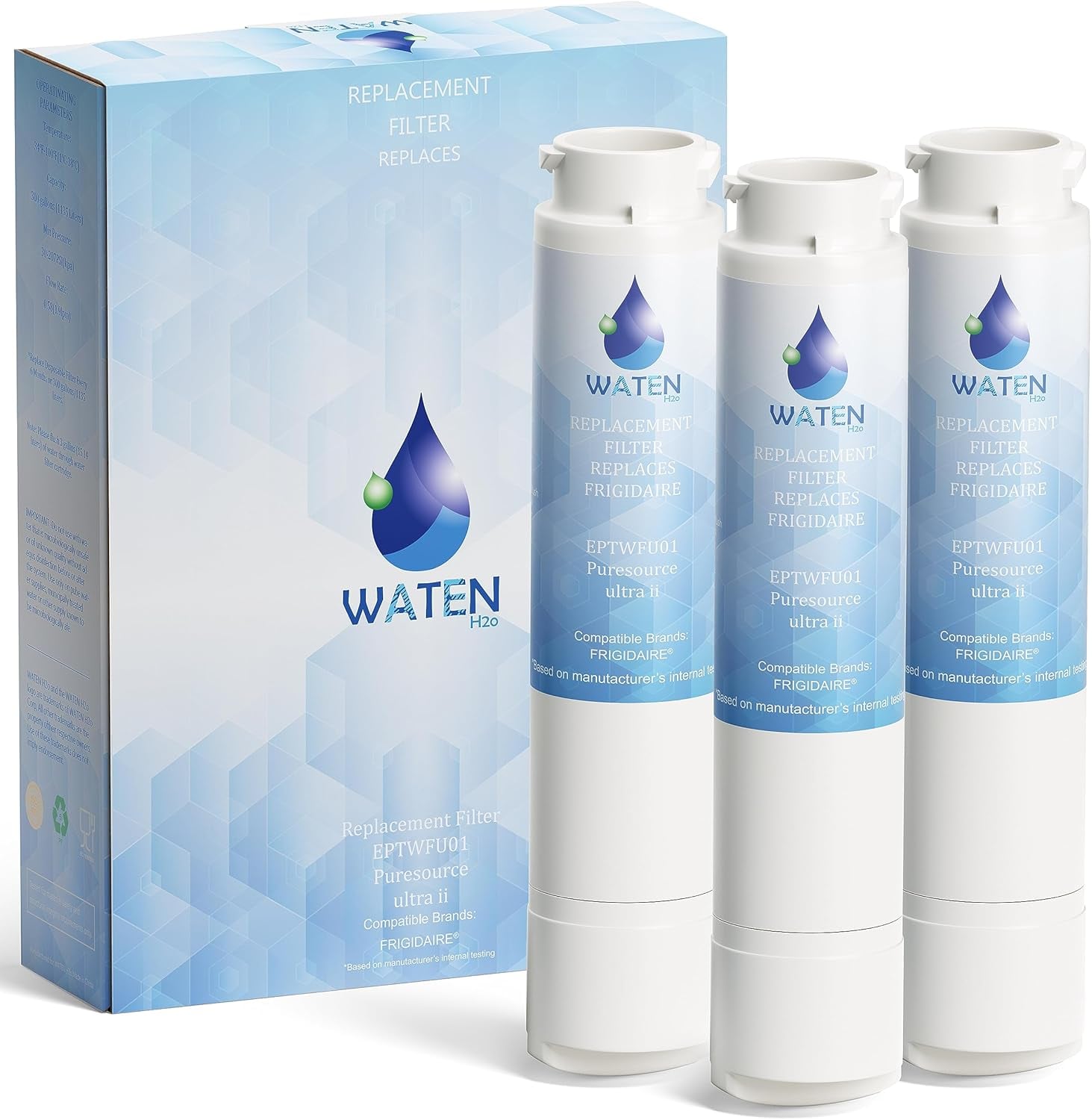tueaef-EPTWFU01 Water Filter Compatible with Frigidaire EPTWFU01, EWF02, Pure Source Ultra ll, 3 PACK