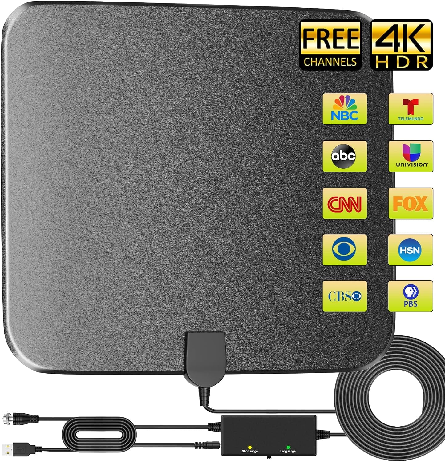 2023 Upgraded HD TV Antenna 350 Miles Range, Indoor/Outdoor TV Antenna Ultra-Long Cover Reception Support 4K 1080p All TV's, Digital TV Antenna with Smart Signal Booster- 18ft Coaxial Cable