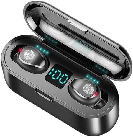 Waterproof Headphone, 8 LED Display Gaming Headset,Battery Display Earbuds F9 Bluetooth Earpiece, Touch Control
