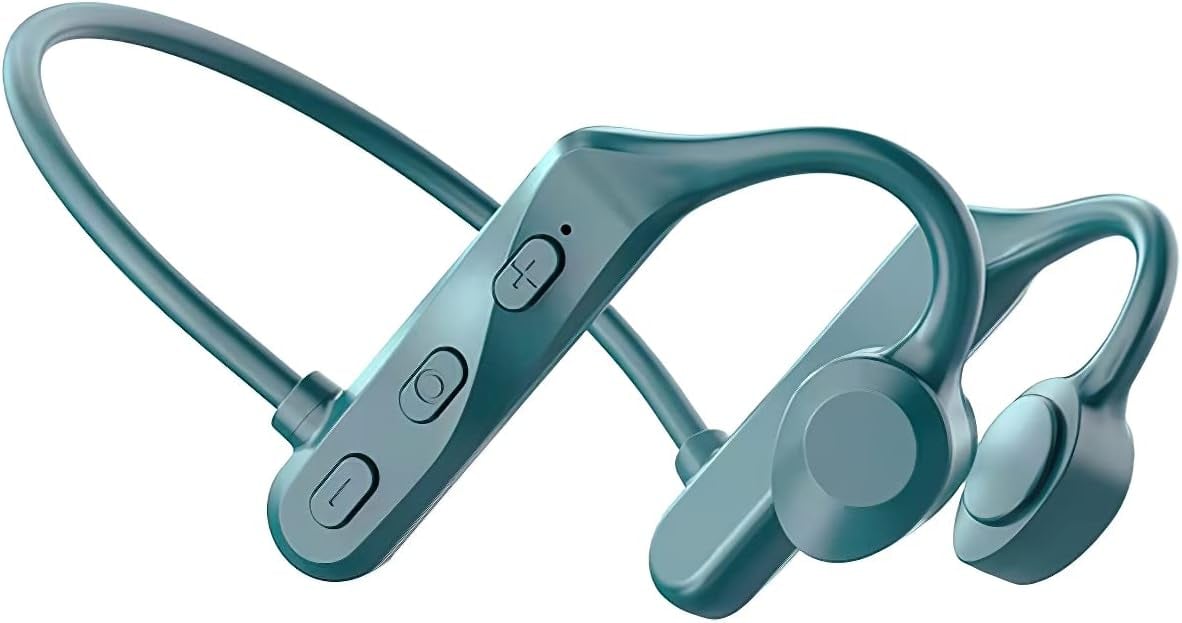 Premium Bone Conduction Open-Ear Open-Ear Bluetooth Bone Conduction Headphones - Sweat Resistant Earphones for Workouts and Running with Deep Base - Built-in Mic(Green)-002