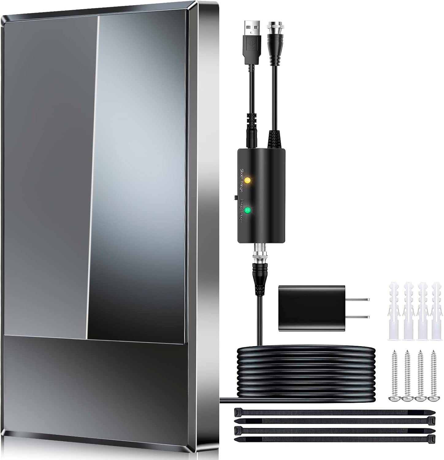 2023 TV Antenna for Smart TV, 650+ Miles Range, Digital HD Indoor Outdoor Antenna Upgraded Amplifier Signal Booster Support 8K 4K HDTV 1080p Fire Stick All TVs VHF UHF - 45FT Premium Cable/AC Adapter