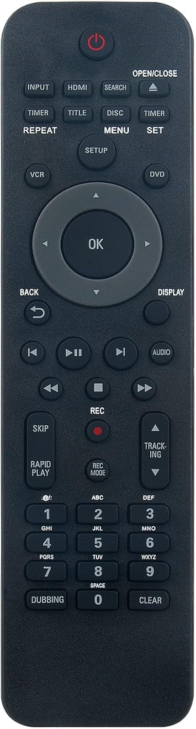 NC254 NC254UH Replacement Remote Control Applicable for Philips DVD/VCR Player DVDR3385V DVDR3385V/F7
