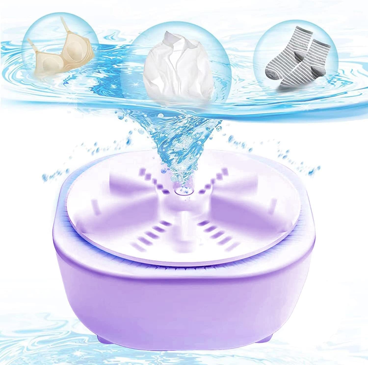 Mini Washing Machine, Ultrasonic Portable Washing Achine With Remote Control and Suction Cup, Dishwasher, Small Washing Machine for University Room, Travel, Home and Apartment Washing, Blu-ray