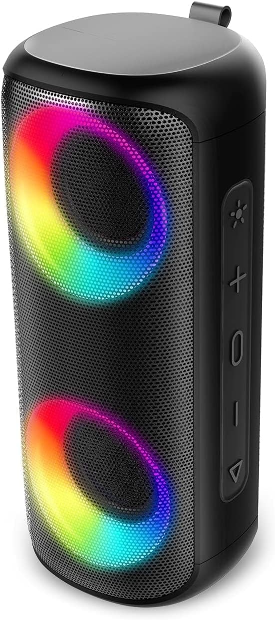 Bluetooth Speaker with Lights, Portable Speakers Wireless Bluetooth 5.0,30W Loud Stereo Sound,IPX7 Waterproof,Long Playtime,100ft Bluetooth Range (Black)