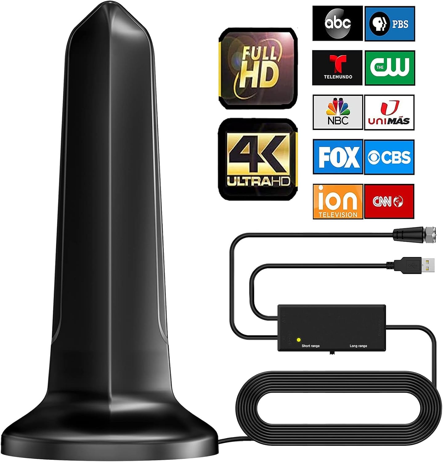 2023 TV Antenna Smart Digital HD Indoor Amplifier 500+ Miles Range - Powerful Outdoor Signal Booster Support 8K 4K 1080p Fire Stick and All TV's Local Channel - Aerial Air 360°Reception - HDTV Cable