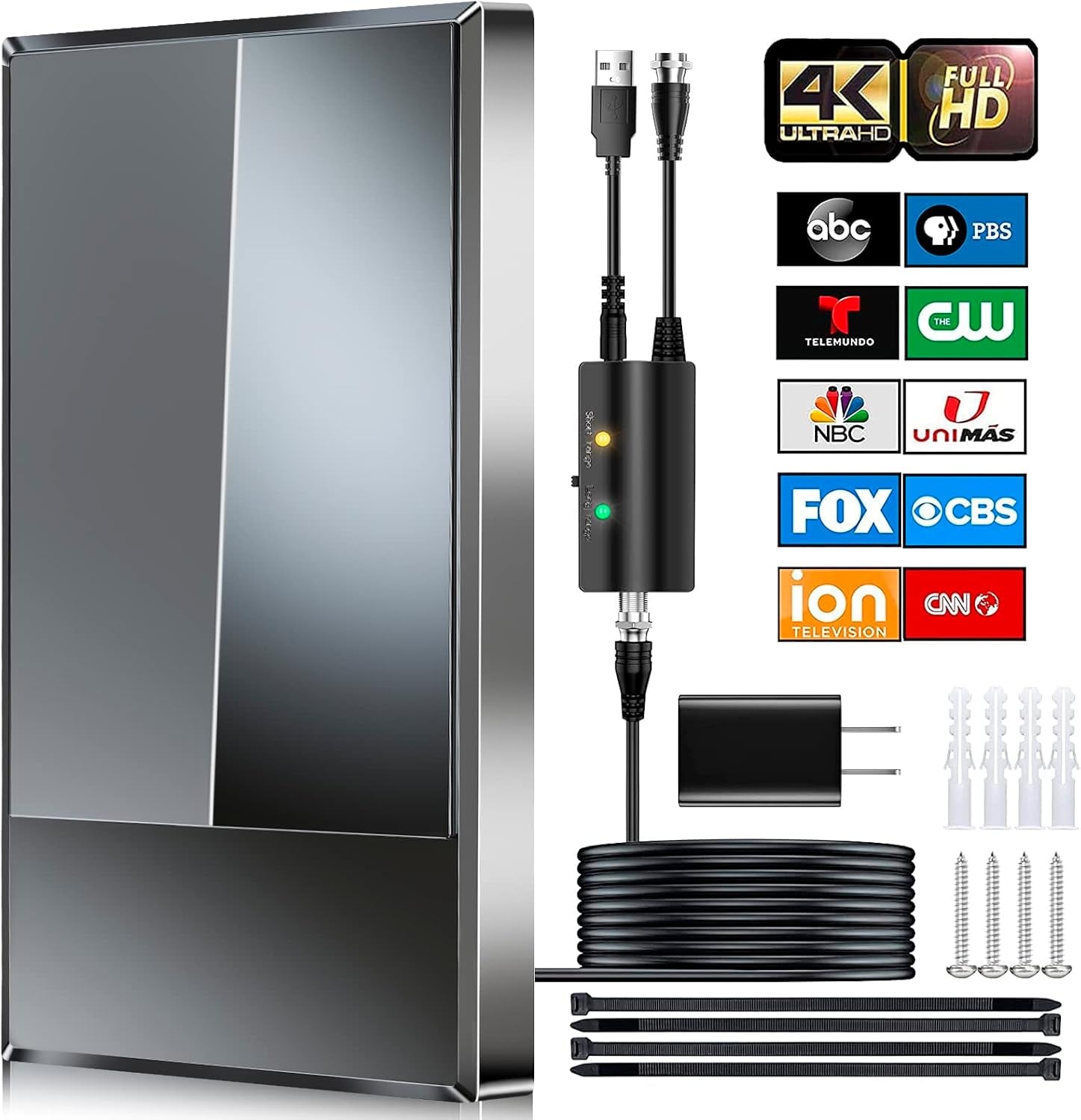 2023 TV Antenna for Smart TV, 750+ Miles Range, Digital HD Indoor Outdoor Antenna Upgraded Amplifier Powerful Signal Booster Support 8K 4K HDTV 1080p Fire Stick All TVs VHF UHF - 35FT Cable/AC Adapter