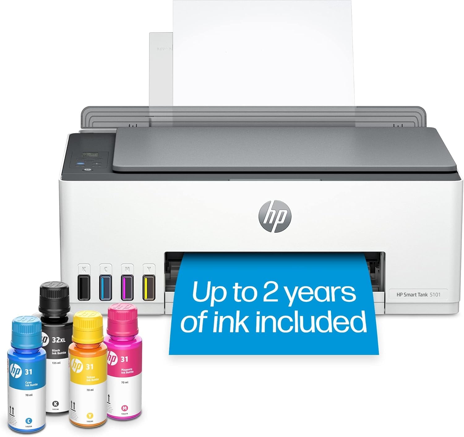 HP Smart-Tank 5101 Wireless All-in-One Ink-Tank Printer with up to 2 Years of Ink Included (1F3Y0A),White